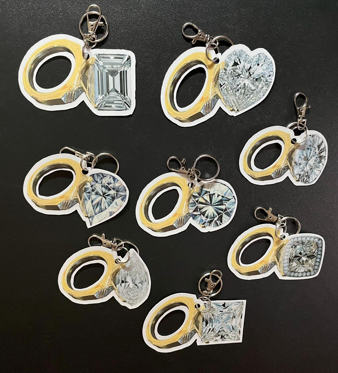 Diamond Cut Ring Keychain: Artist-signed Gemstone Charm - Etsy