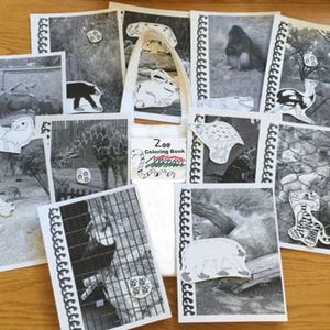 Zoo Animal Coloring Book Playset: 50 Piece Paper Animals with snake tote image 7