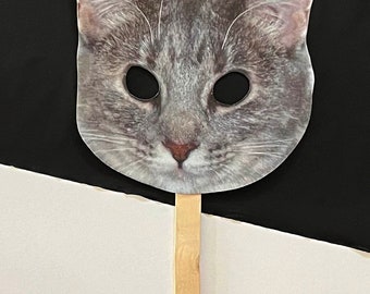 Gray Cat Mask: Glow-in-Dark Halloween Costume Mask