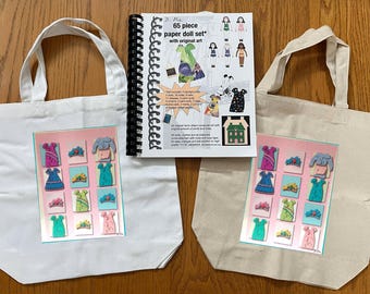 Paper Doll Book Set: 65 Piece Dress-Up Activity Book with dresses and crowns tote