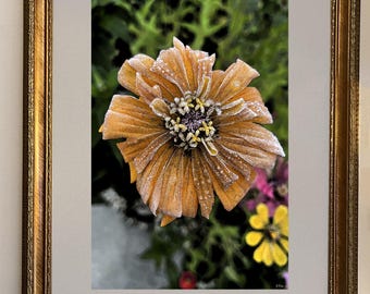 Zinnia Fine Art Print: Bright Orange Floral Photography