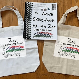 Zoo Animal Coloring Book Playset: 50 Piece Paper Animals with snake tote image 1