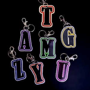 Initial Keychain: Laminated Alphabet Backpack Charm, Zipper Pull Clip