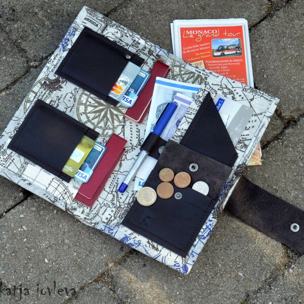 Familie paspoorthouder tot 6 paspoorten reizen organisator reizen houder reizen portemonnee familie reizen Documenthouder "Kaart"