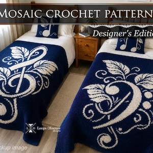 Musical SET, 2 Blankets, 2 Cushion covers, Overlay Mosaic Pattern, Treble, Bass, Music, Bed, Throw, Afghan, Pillows, Twin bed, Download