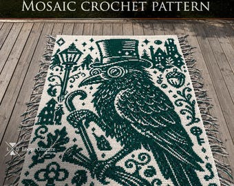 Gentleman Crowleigh - Steampunk Nature Gothic Blanket Throw Forest Nature - Overlay Mosaic Crochet Pattern