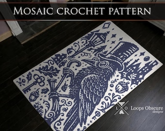 Gentleman Crowleigh - Steampunk Nature Gothic Blanket Throw Forest Nature - Overlay Mosaic Crochet Pattern