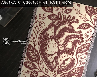Heartfelt - Broken Heart Overlay Mosaic Crochet Pattern Blanket Throw