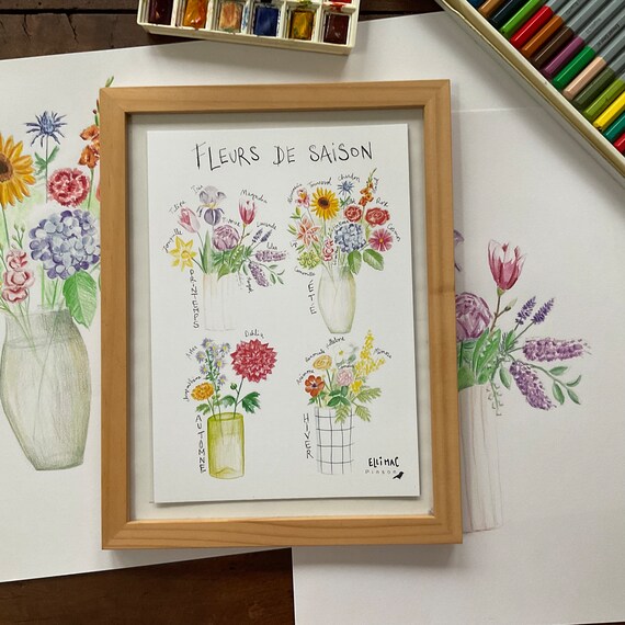 Große A5-Karte - Saisonblumen - florales Deko-Poster