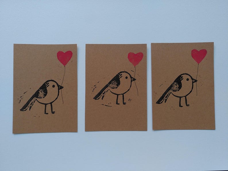 Carte A6 Love - linogravure image 3