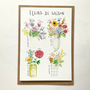 Biglietto doppio A6 - fiori di stagione + busta kraft