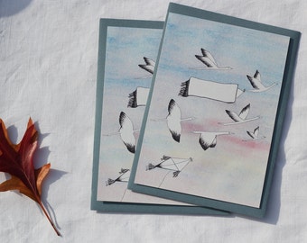 lot de 2 cartes illustrées à PERSONNALISER pour toutes occasions (anniversaire, félicitations, merci...)