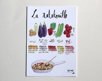 Carte recette illustrée - La Ratatouille - illustration originale