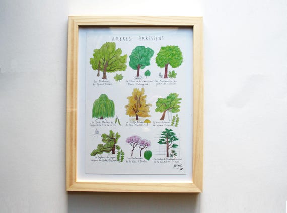 Grosse A5 Karte Pariser Baume Tinte Und Aquarell Etsy
