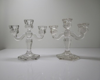 Westmoreland Miniature Candelabra #1013, Three Arm,  1910