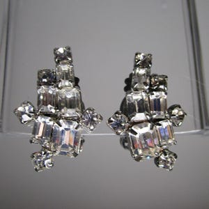 WEISS signed rhinestone clip-back earrings,  1950s