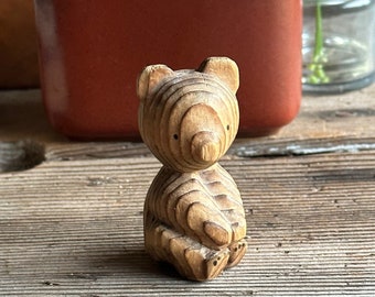 3" Vintage Ainu Takahashi Wood Wooden Japanese Bear Figurine