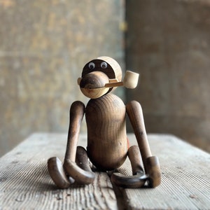 Vintage MCM Wood Wooden Monkey Zooline Kay Bojesen Style