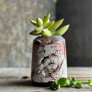Studio Pottery Sculpture | Slab Built Pottery | Vintage Ceramics | Brutalist Brown Ceramic Small Pot