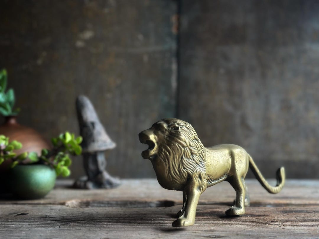 Vintage Brass Lion Lion Statue Lion Figurine - Etsy