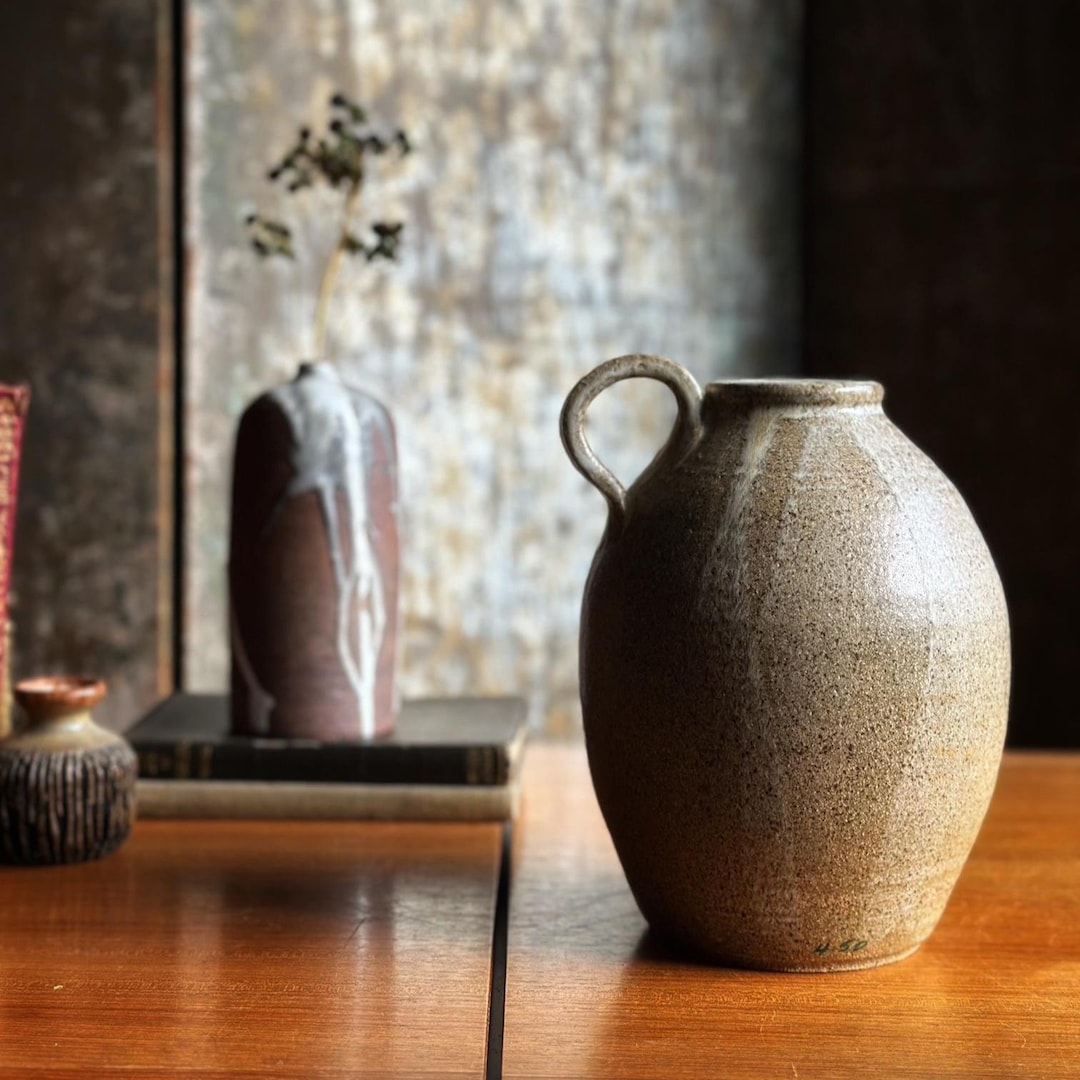 Studio Pottery Vase | Ceramic Vase With Handle | Hand Thrown | Handmade ...