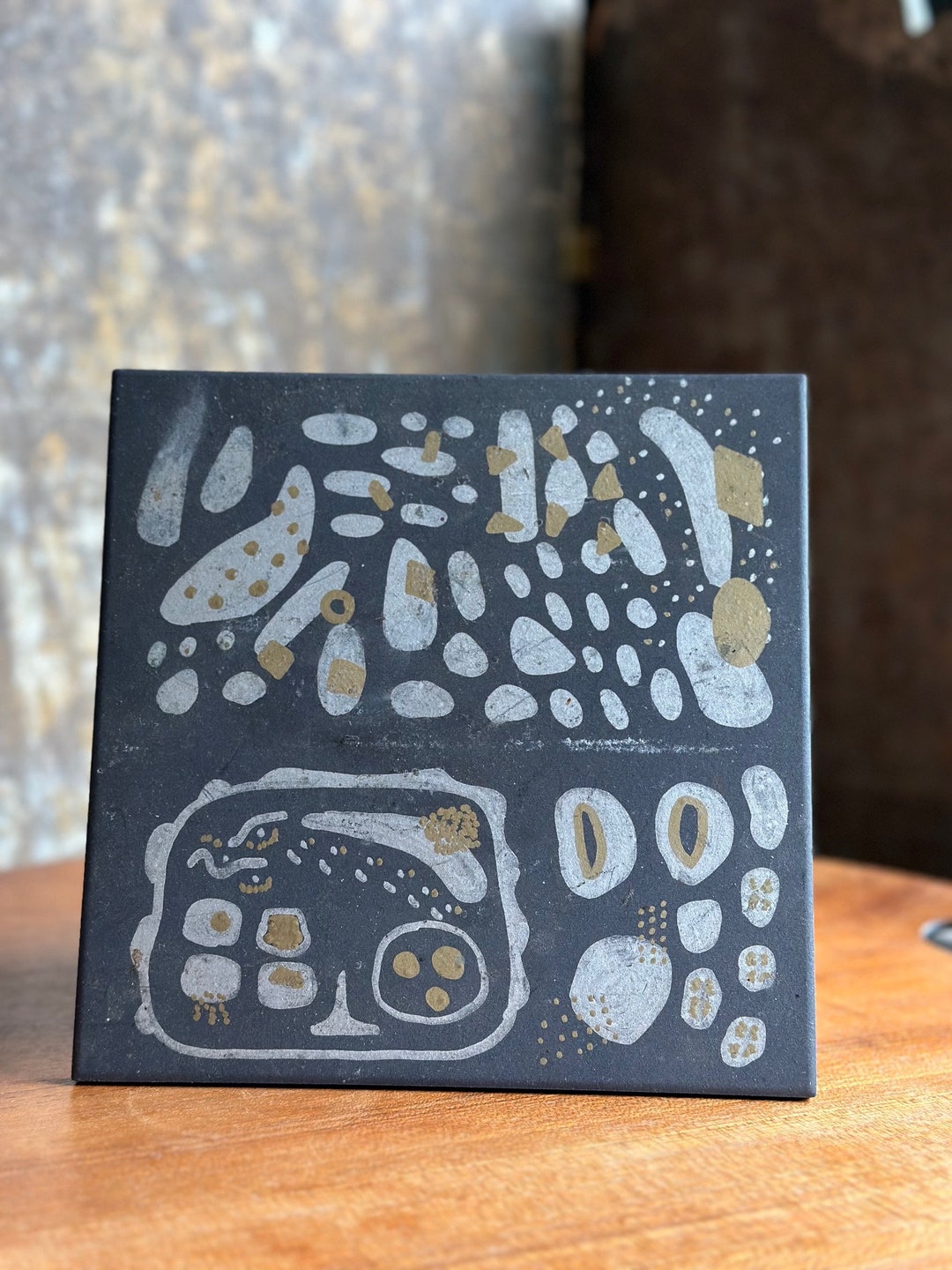 Abstract Expressionist Biomorphic Design Black Square Tile Trivet - Etsy