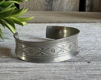 Vintage Jørgen Jensen Pewter Cuff Bracelet - Danish Modernist