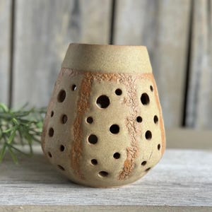 Studio Pottery Lantern | Ceramic Pierced Candle Holder | Patio Table Lantern | MCM Ceramics | PNW Pottery | Vintage Outdoor Décor