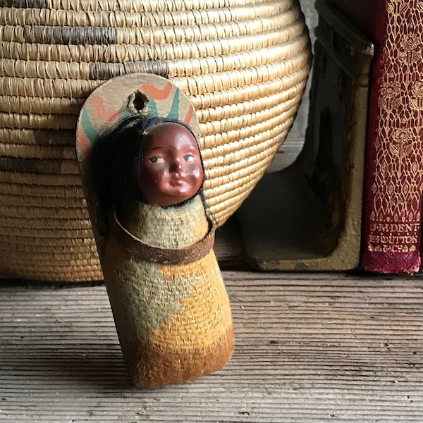 Antique Skookum Doll w/ Papoose Native American Ye Olde Curiosity Shop Seattle