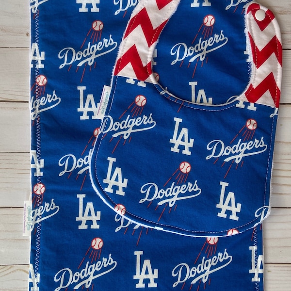 Los Angeles Dodgers Baseball Burp Cloth and Bib