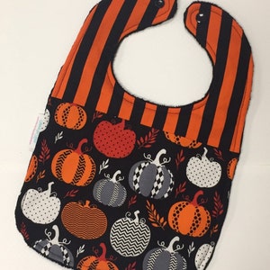 Halloween Patchwork Pumpkin Toddler Bib (fits up to 24 months)