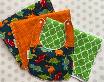 Dinosaur Bib and Burp Cloth Set