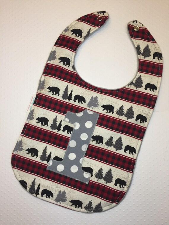 Wild One Bear First Birthday Bib, Wilderness, The Woods, Black Bear