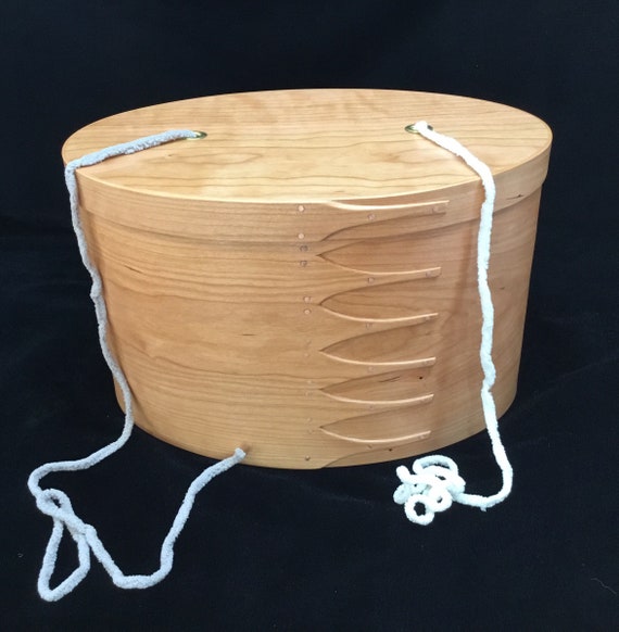 Walnut Yarn Box with Tray of Yarns