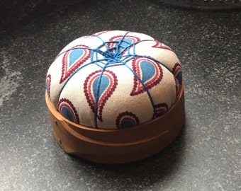 Handcrafted Shaker Tomato Pincushion - Cherry - - Handstitched Spiderwork