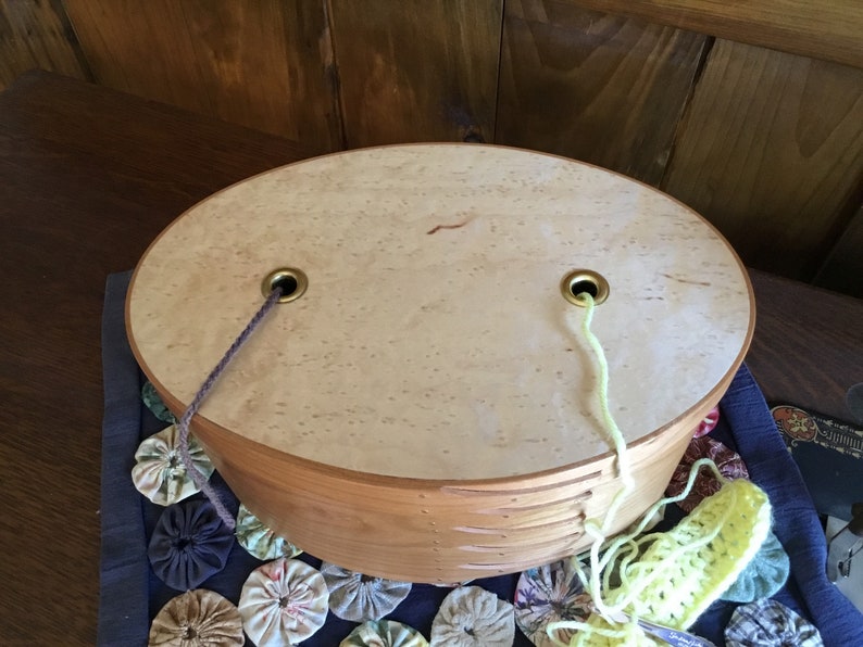 Handcrafted Shaker Inspired Cherry & Birdseye Maple Yarn Box image 2