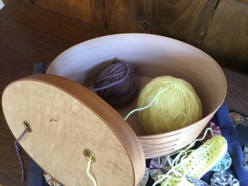 Handcrafted Shaker Inspired Cherry & Birdseye Maple Yarn Box image 4