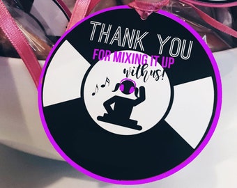 PRINTABLE Purple DJ Party Favor Tags, Girls Music Party Favor Tags, Purple Music Themed Party Favors, Record Party Favor Tags
