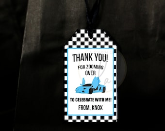 EDITABLE PRINTABLE Blue and Black Supercar Party Favor Tags, Car Party Favor Tags, Digital Blue Supercar Party Favor Tags, Blue Car Favors