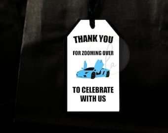 PRINTABLE Blue Luxury Car Party Favor Tags, Blue Super Car Party Favors, Powder Blue Luxury Car Birthday Party Favors, Blue Hypercar Favors