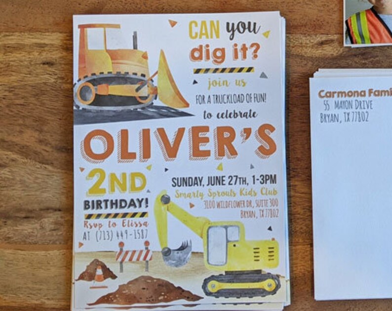 EDITABLE PRINTABLE Construction Party Birthday Invitation 5 x 7 Construction Birthday Invitation Construction Party Birthday