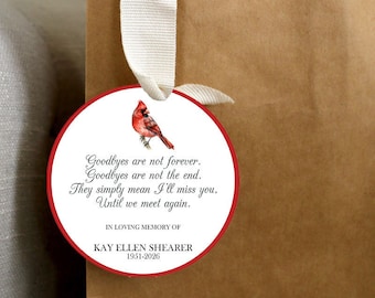 EDITABLE PRINTABLE Cardinal Celebration of Life Favor Tag, Cardinal Funeral Favor Tag, Memorial Service Cardinal Favors, Cardinal Favors
