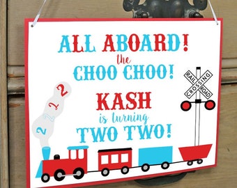 EDITABLE PRINTABLE Chugga Chugga Two Two Welcome Sign (8 x 10), Personalized Train Party Welcome Sign, Train 2nd Birthday Welcome Sign
