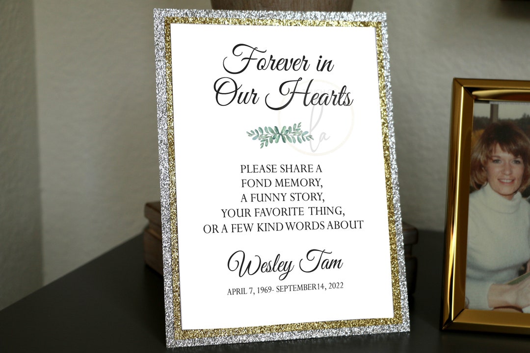 EDITABLE PRINTABLE Funeral Guest Book Sign (5 X 7), Celebration of Life ...