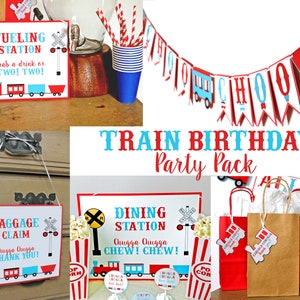 PRINTABLE Train Birthday Party Supplies Train Birthday Decorations Chugga Chugga Choo Choo Birthday Party Pack Train Party Decorations