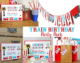PRINTABLE Train Birthday Party Supplies Train Birthday Decorations Chugga Chugga Choo Choo Birthday Party Pack Train Party Decorations