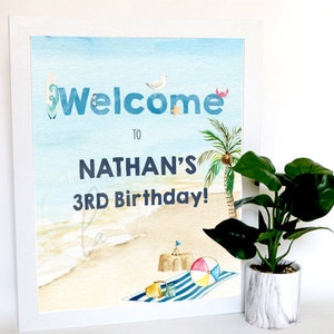 EDITABLE PRINTABLE Beach Party Welcome Sign (16 x 20), Beach Birthday Party Welcome Sign, Beach Themed Welcome Sign, Beach Party Sign