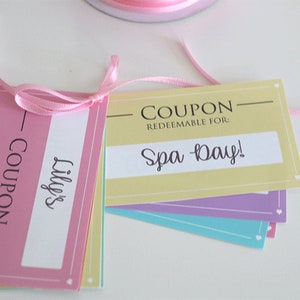EDITABLE PRINTABLE Rainbow Coupon Book, Printable Coupons for Girl's ...