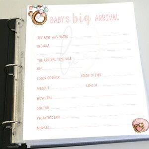 EDITABLE PRINTABLE Baby Book Pages for Girls, Girl's Baby Book Pages ...