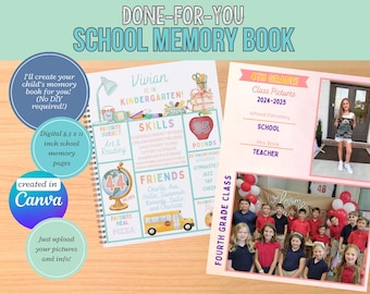 Custom School Memory Book Service | Personalized K-12 School Keepsake Album | Done-for-You Memory Book Design | Canva + Printable PDF